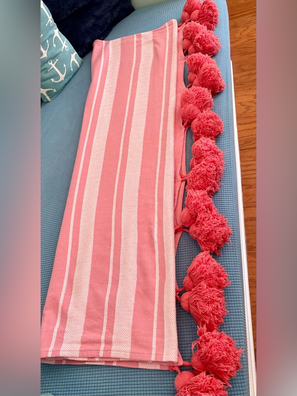 Martha Stewart Collection Pink & Coral Tassel Throw Blanket – 100% Cotton – Macy